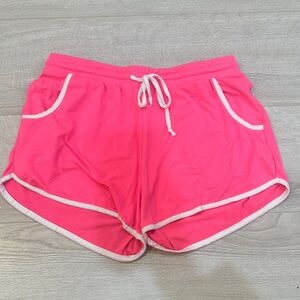 No Boundaries Pink Athletic Shorts with White Trim